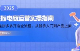 虚拟电商运营实操指南，涵盖拼多多开店全流程，从新手入门到产品上架