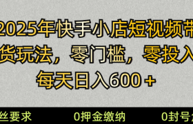 2025快手小店短视频带货模式，零投入，零门槛，每天日入600＋