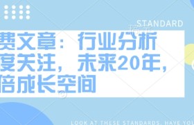 付费文章：行业分析 高度关注，未来20年，万倍成长空间