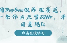 用DeepSeek做养生赛道，一条作品点赞20W+，单日变现1k