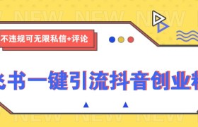 飞书一键引流抖音创业粉，不违规可 无限私信+评论