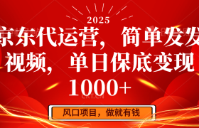 京东代运营，简单发发视频，单日保底变现1000+