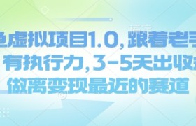 闲鱼虚拟项目1.0，跟着老手操作，有执行力，3-5天出收益，做离变现最近的赛道