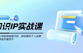 知识IP实战课，从设立目标到快速行动，助你孵化个人品牌，实现商业价值百万