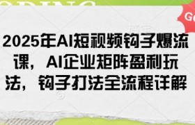 2025年AI短视频钩子爆流课，AI企业矩阵盈利玩法，钩子打法全流程详解