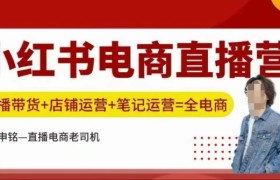小红书电商直播训练营，直播带货+店铺运营+笔记运营