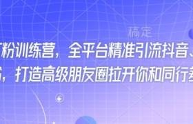 最新打粉训练营，全平台精准引流抖音、快手、小红书，打造高级朋友圈拉开你和同行差异化
