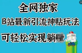 全网独家，B站最新引流神贴玩法，可轻松实现躺Z