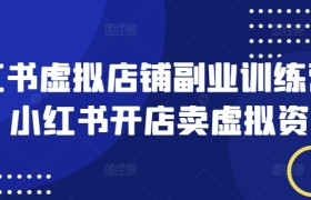 小红书虚拟店铺副业训练营1.0，小红书开店卖虚拟资料