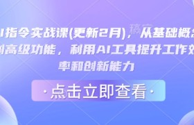 AI指令实战课(更新2月)，从基础概念到高级功能，利用AI工具提升工作效率和创新能力