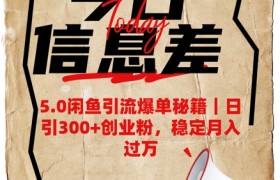 5.0闲鱼引流爆单秘籍，日引300+创业粉，稳定月入过W