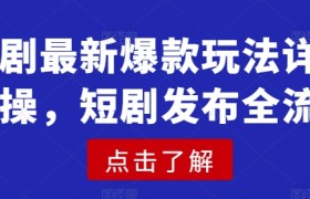 短剧最新爆款玩法详细实操，短剧发布全流程