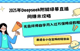 2025年Deepseek附能绿幕直播间挣米攻略无需拜师自学月入过W保姆级教程，最适合小白宝妈的轻创业