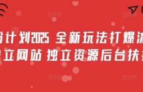 男粉计划2025  全新玩法打爆流量 独立网站 独立资源后台扶持【揭秘】