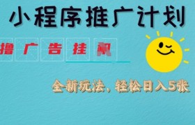 小程序推广计划，撸广告挂JI全新玩法，轻松日均四张【揭秘】