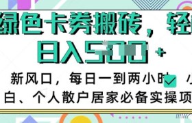 卡卷回收搬砖，每天一到两个小时日稳定多张，小白个人散户居家必备实操项目