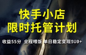 快手小店限时托管计划，收益55分，全程喂饭，单日稳定变现5张【揭秘】