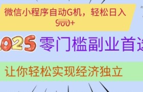 0门槛副业首选，微信小程序挂JI，让你轻松实现经济独立【揭秘】