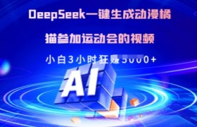 Deepseek一键生成动漫橘猫参加运动会的视频，小白3小时狂收多张