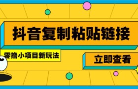 零撸小项目，新玩法，抖音复制链接0.07一条，20秒一条，无限制。