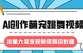 最新风口项目，AI创作萌宠跳舞视频，流量大易变现，附保姆级教程