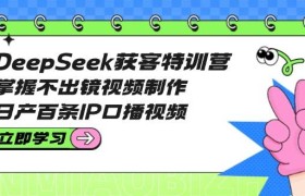 DeepSeek获客特训营：掌握不出镜视频制作，日产百条IP口播视频
