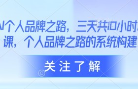 AI个人品牌之路，​三天共10小时小课，个人品牌之路的系统构建