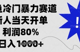 闲鱼冷门暴力赛道，新人当天开单，利润80%，日入多张【揭秘】