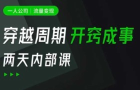 一人公司：流量变现课，一人公司的方法模型拆解， 拆解富人思维，流量思维，小老板思维等