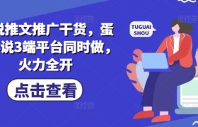 小说推文推广干货，蛋花小说3端平台同时做，火力全开