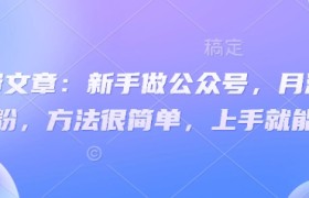 付费文章：新手做公众号，月涨几干粉，方法很简单，上手就能做
