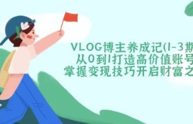 VLOG博主养成记(1-3期)从0到1打造高价值账号，掌握变现技巧开启财富之门