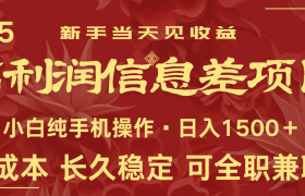 日入2000+ 全网独家 利润超级高的信息差项目 新人当天收益 纯手机操作