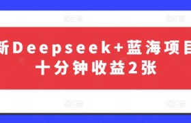 最新Deepseek+蓝海项目，十分钟收益2张