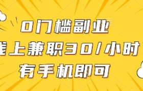 0门槛副业，线上兼职30一小时，有部手机即可【揭秘】