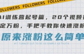 AI训练营起号篇，20个视频搞定万粉，手把手教你快速涨粉