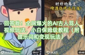 回答我！全网爆火的AI古人骂人视频玩法，小白保姆级教程(附提示词和变现玩法)
