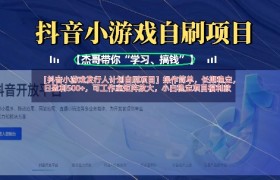 抖音小游戏发行人计划自刷项目，操作简单，长期稳定，日盈利5张，可工作室矩阵放大