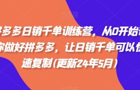 拼多多日销千单训练营，从0开始带你做好拼多多，让日销千单可以快速复制(更新25年3月)
