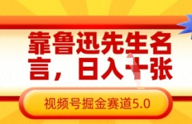 靠鲁迅先生名言，日入数张，视频号掘金赛道5.0