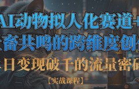单日变现破千的流量密码，AI动物拟人化赛道+社畜共鸣的跨维度创作