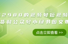 价值2980的视频号短视频橱窗带货和公众号小绿书图文带货
