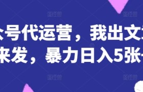 公众号代运营，我出文章你来发，暴力日入5张+【揭秘】