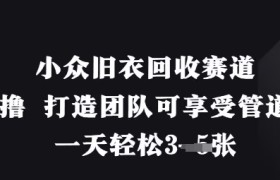 小众旧衣回收赛道，纯零撸 打造团队可享受管道收益，一天轻松3张