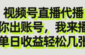 视频号直播代播，你出账号我来播，单日收益轻松几张【揭秘】
