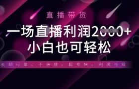 半无人直播带货，一场利润数张，适合所有平台玩法，小白也可轻松