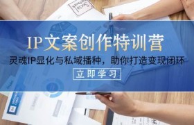 IP文案创作特训营，灵魂IP显化与私域播种，助你打造变现闭环(14节课)