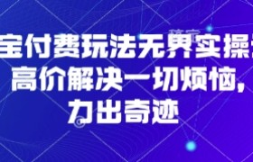 淘宝付费玩法无界实操课程，高价解决一切烦恼，大力出奇迹