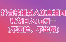 抖音转播别人的直播间带货月入10万＋(不露脸、不出镜)