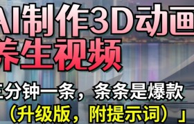 AI制作3D动画养生视频，三分钟一条，条条是爆款(升级版，附提示词)